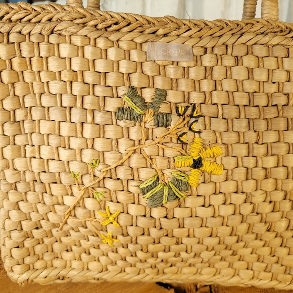 J. Crew Straw Zippered Tote Shoulder Bag - Picture 2 of 15